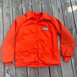Golden Sun Feeds Harvest Patch Vintage Lined Jacket Size Large Swingster Orange